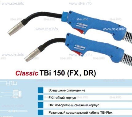Горелка для полуавтоматической сварки TBi 150-blue-ESG, длина 3 метра - st-e.info - Кострома